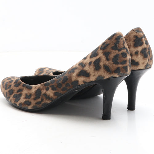 Preworn Womens Brown Animal Print Synthetic Court Heel UK - Leopard Print