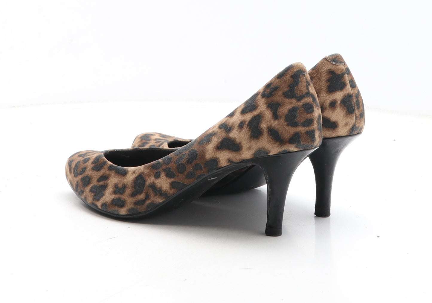 Preworn Womens Brown Animal Print Synthetic Court Heel UK - Leopard Print