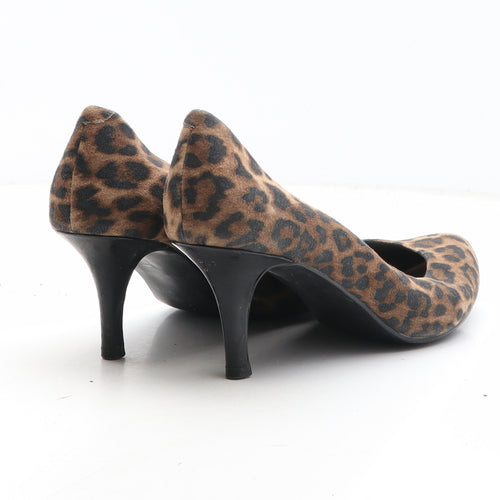 Preworn Womens Brown Animal Print Synthetic Court Heel UK - Leopard Print