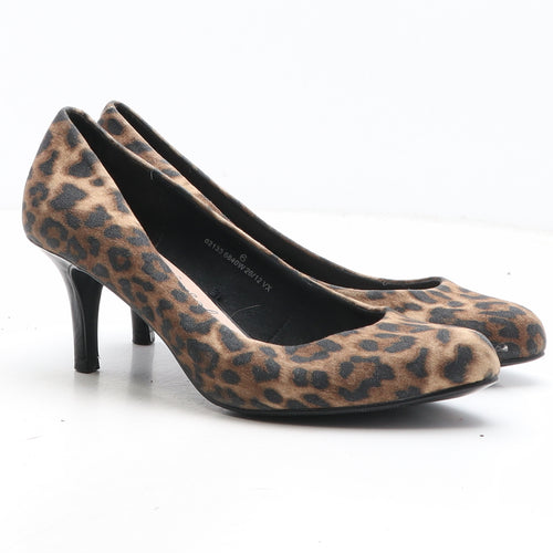 Preworn Womens Brown Animal Print Synthetic Court Heel UK - Leopard Print