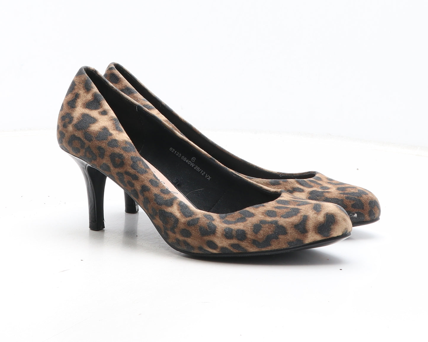 Preworn Womens Brown Animal Print Synthetic Court Heel UK - Leopard Print