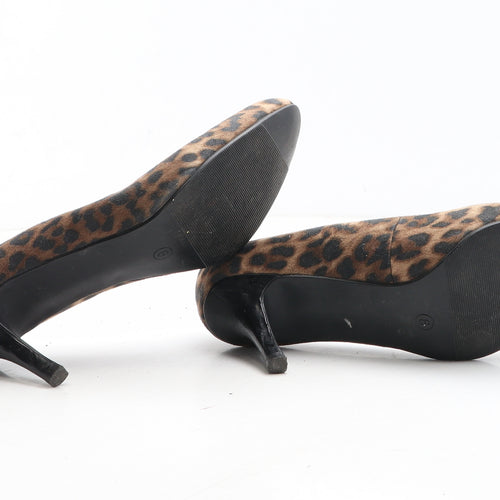 Preworn Womens Brown Animal Print Synthetic Court Heel UK - Leopard Print