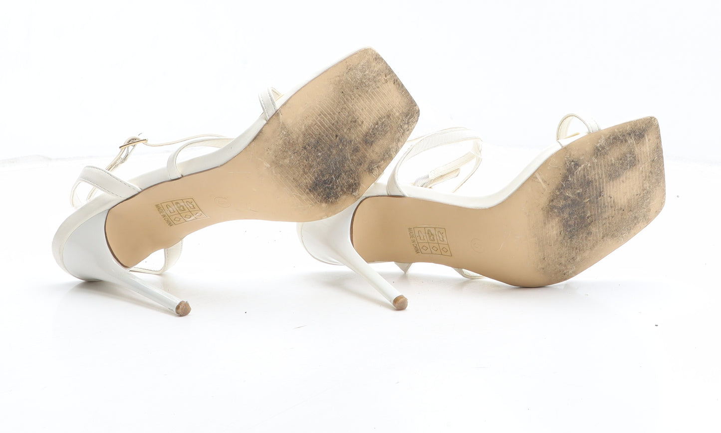 PRETTYLITTLETHING Womens White Synthetic Strappy Heel UK