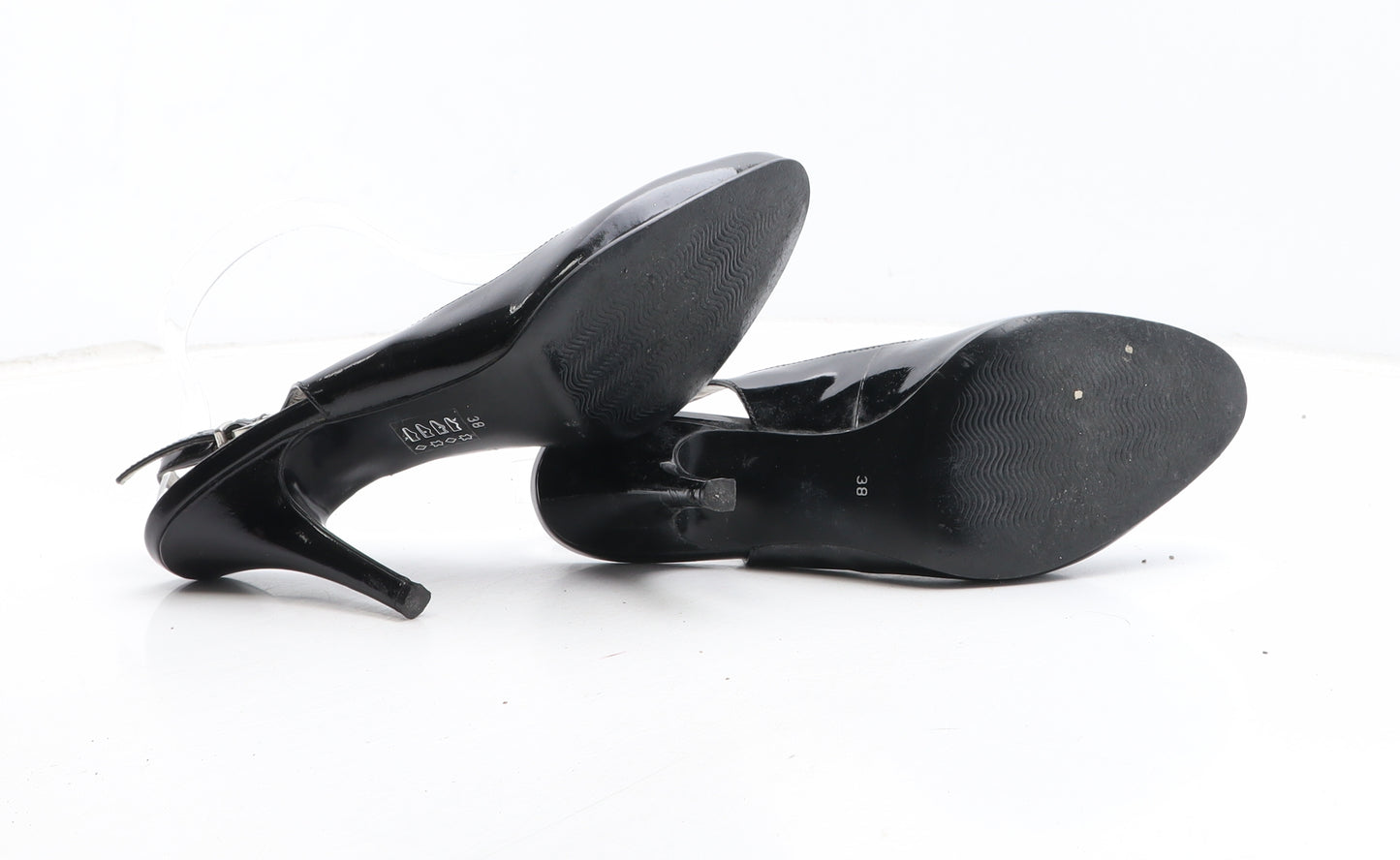 John Lewis Womens Black Leather Slingback Heel UK - Patent