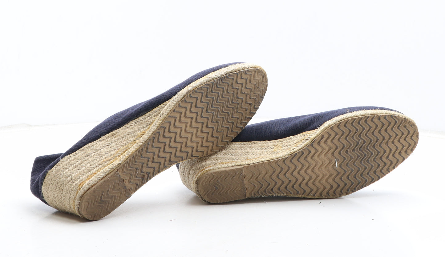 Preworn Womens Blue Fabric Espadrille Heel UK