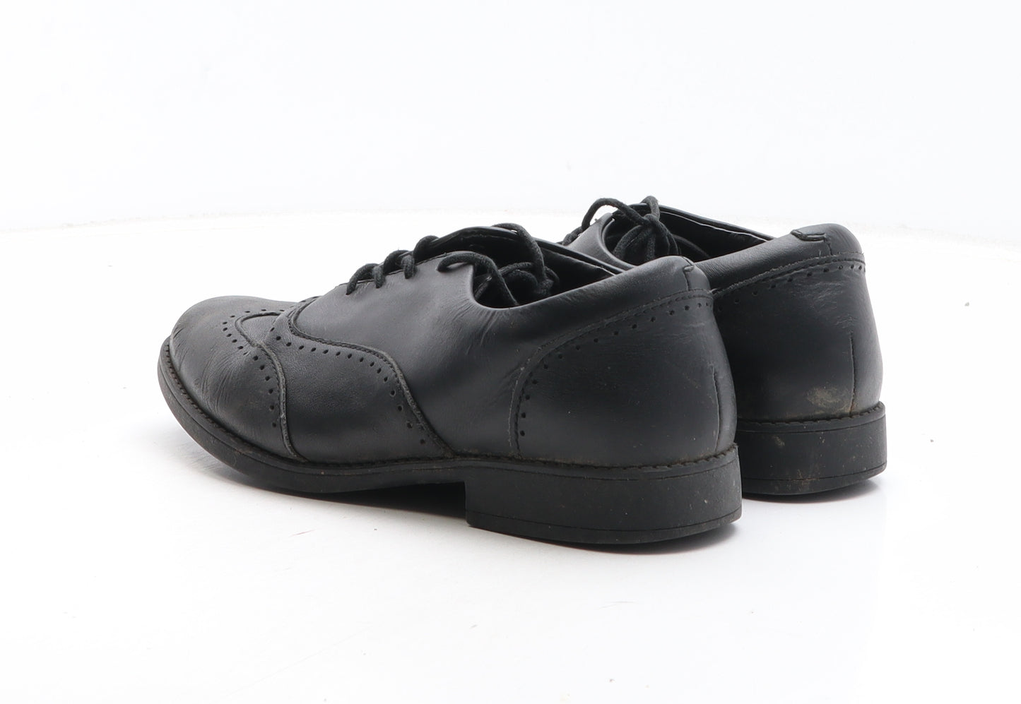 Clarks Girls Black Leather Oxford Flat UK 4.5 - Brogue Style