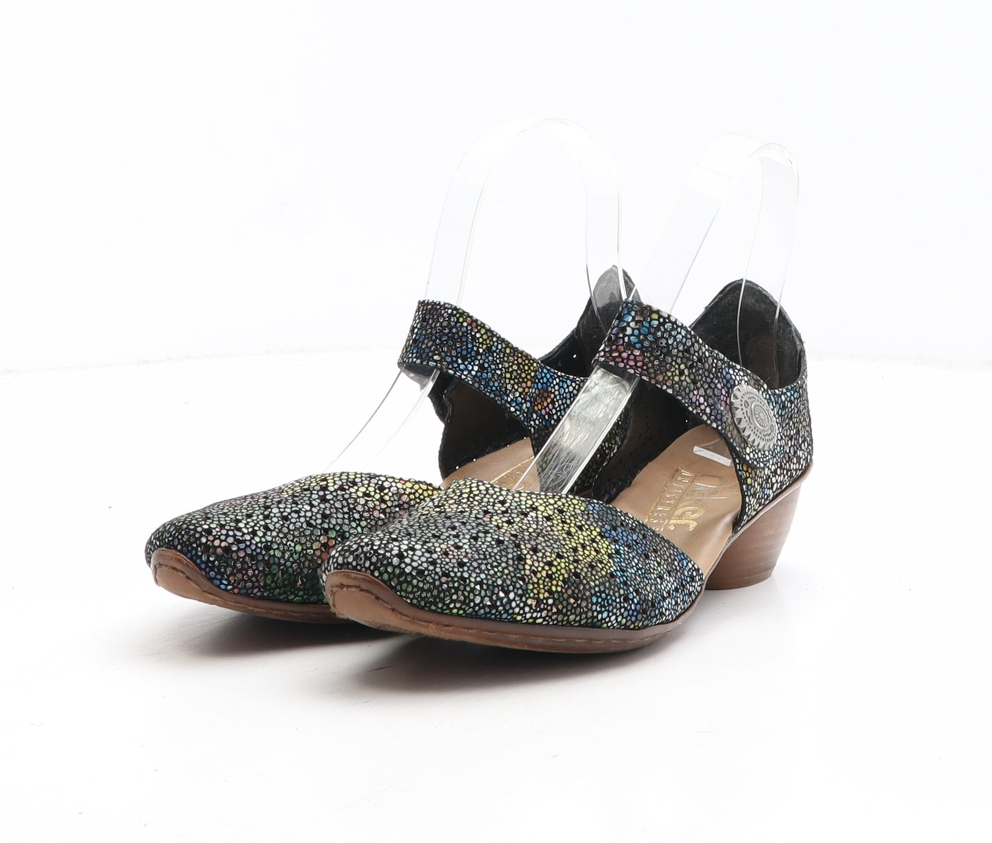 Rieker Womens Multicoloured Geometric Synthetic Strappy Heel UK