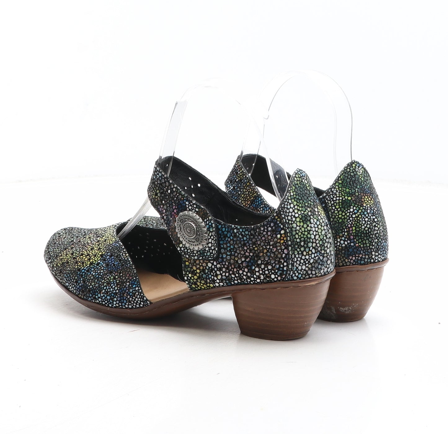 Rieker Womens Multicoloured Geometric Synthetic Strappy Heel UK