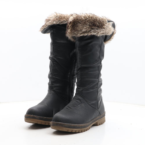 Preworn Womens Black Synthetic Shearling Style Boot UK