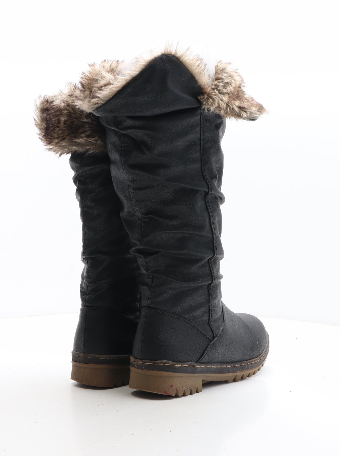 Preworn Womens Black Synthetic Shearling Style Boot UK