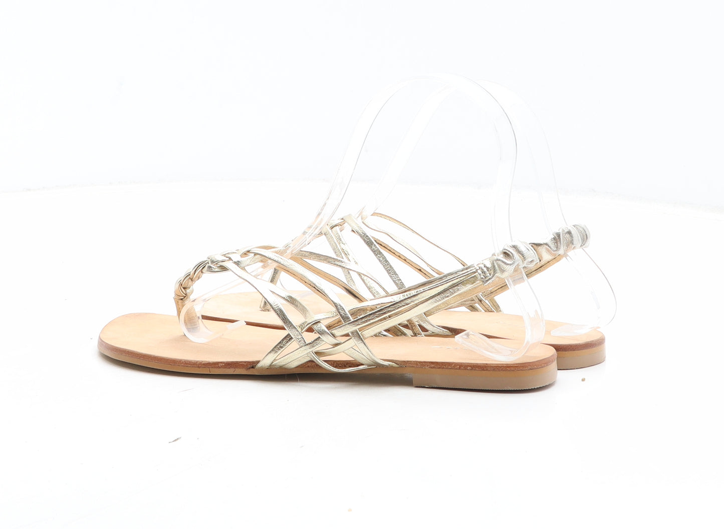Dune Womens Gold Leather Thong Sandal UK