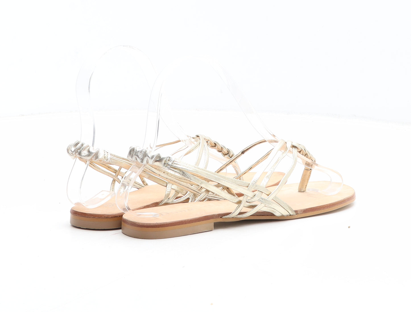 Dune Womens Gold Leather Thong Sandal UK
