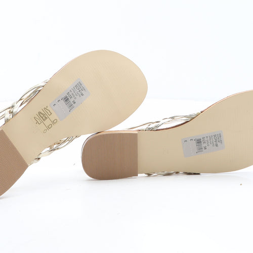 Dune Womens Gold Leather Thong Sandal UK