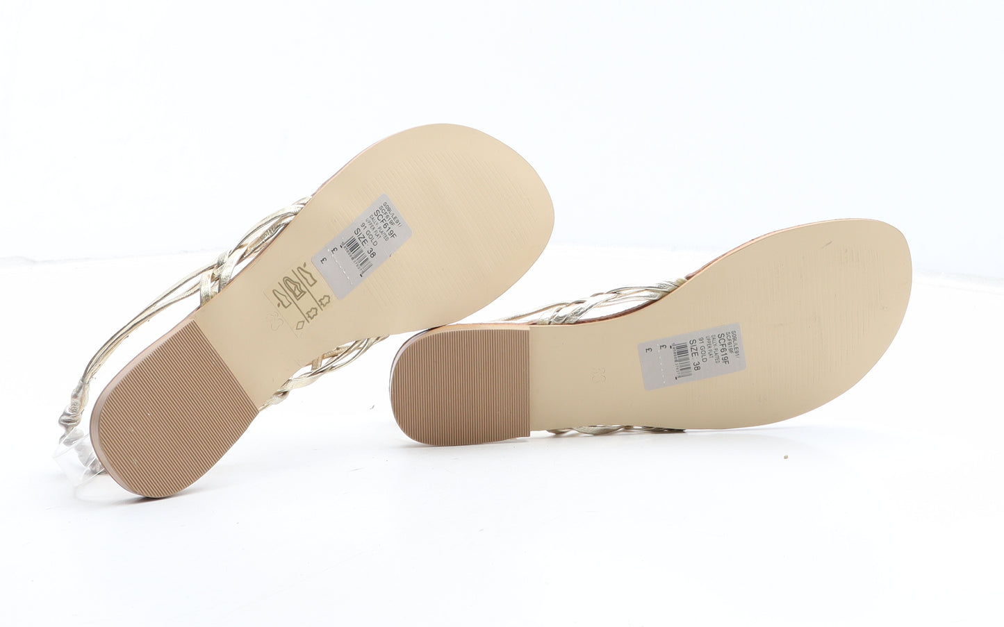 Dune Womens Gold Leather Thong Sandal UK