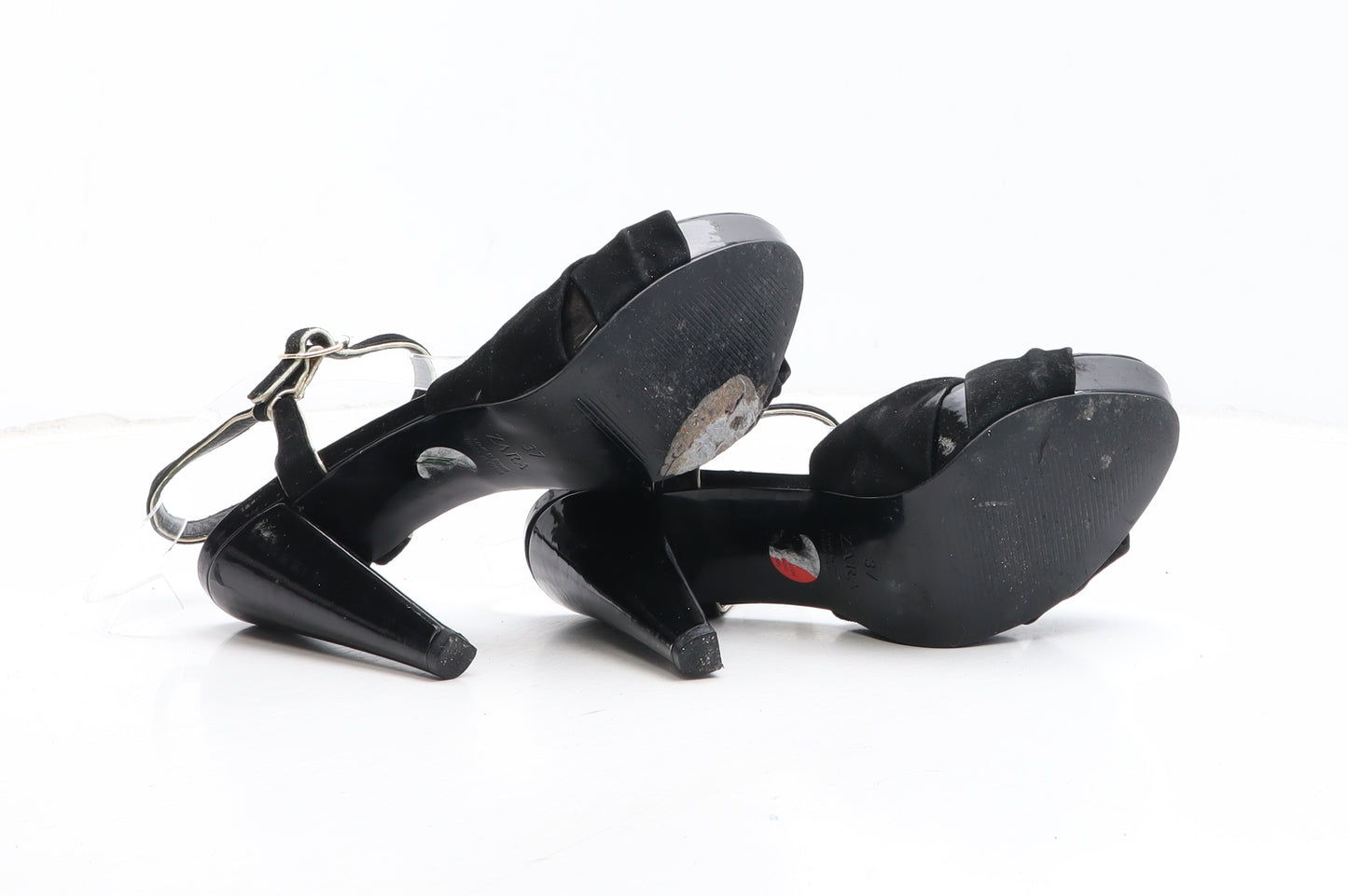 Zara Womens Black Synthetic Platform Heel UK - Twist Detail