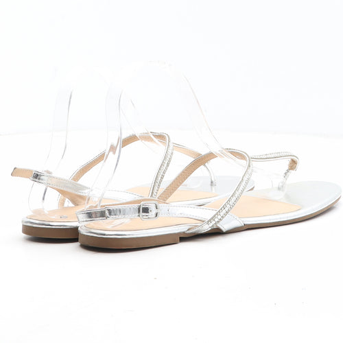 Oasis Womens Silver Synthetic Thong Sandal UK - UK Size Estimated 8