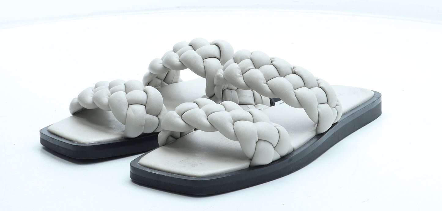 H&M Womens Grey Polyurethane Slip On Sandal UK