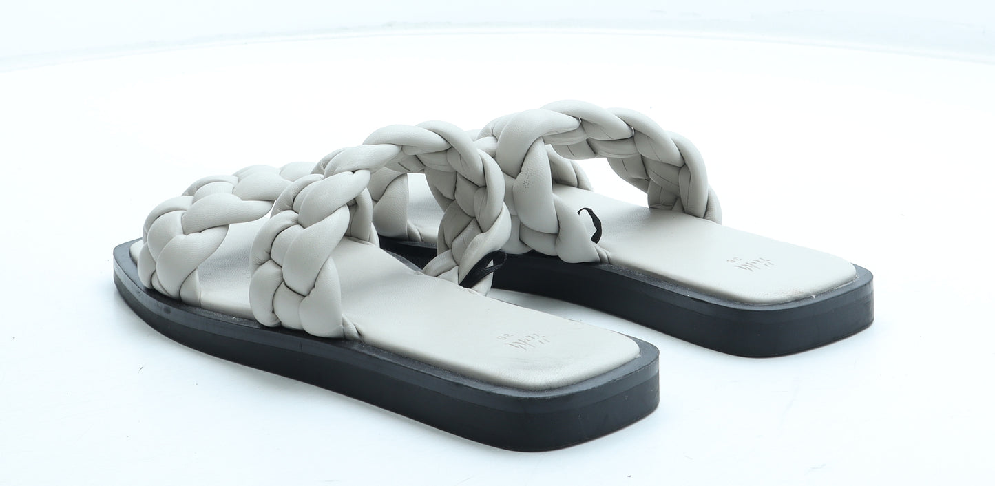 H&M Womens Grey Polyurethane Slip On Sandal UK