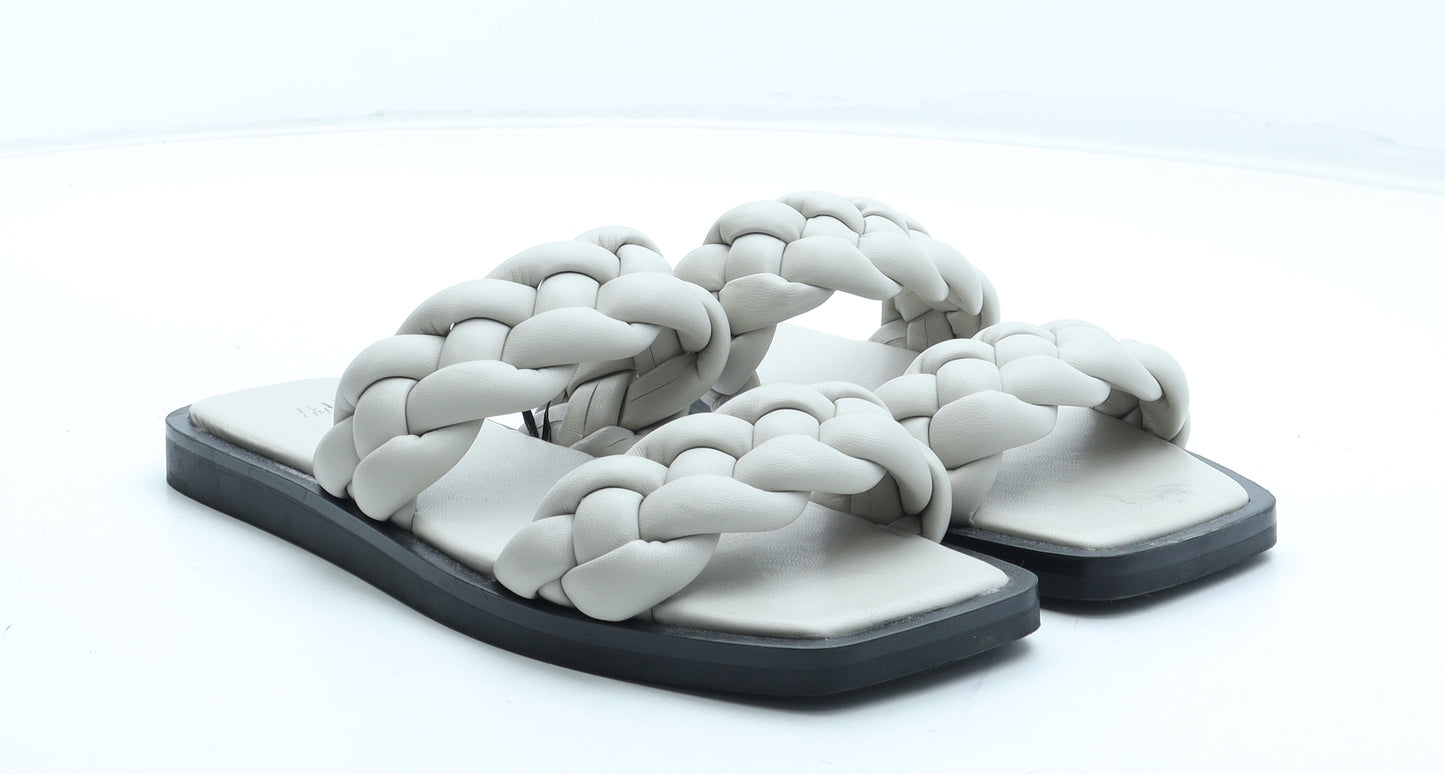 H&M Womens Grey Polyurethane Slip On Sandal UK