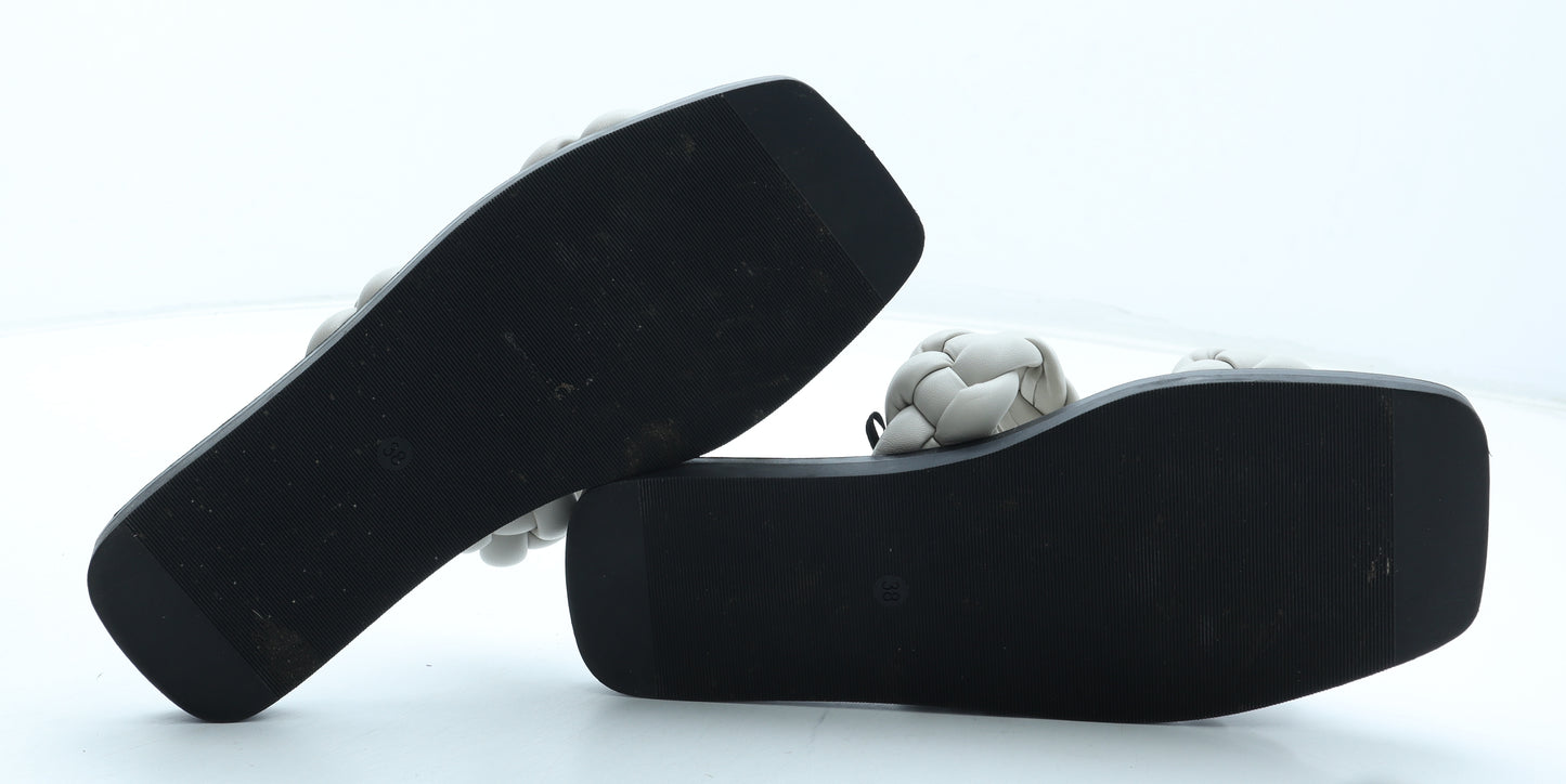 H&M Womens Grey Polyurethane Slip On Sandal UK