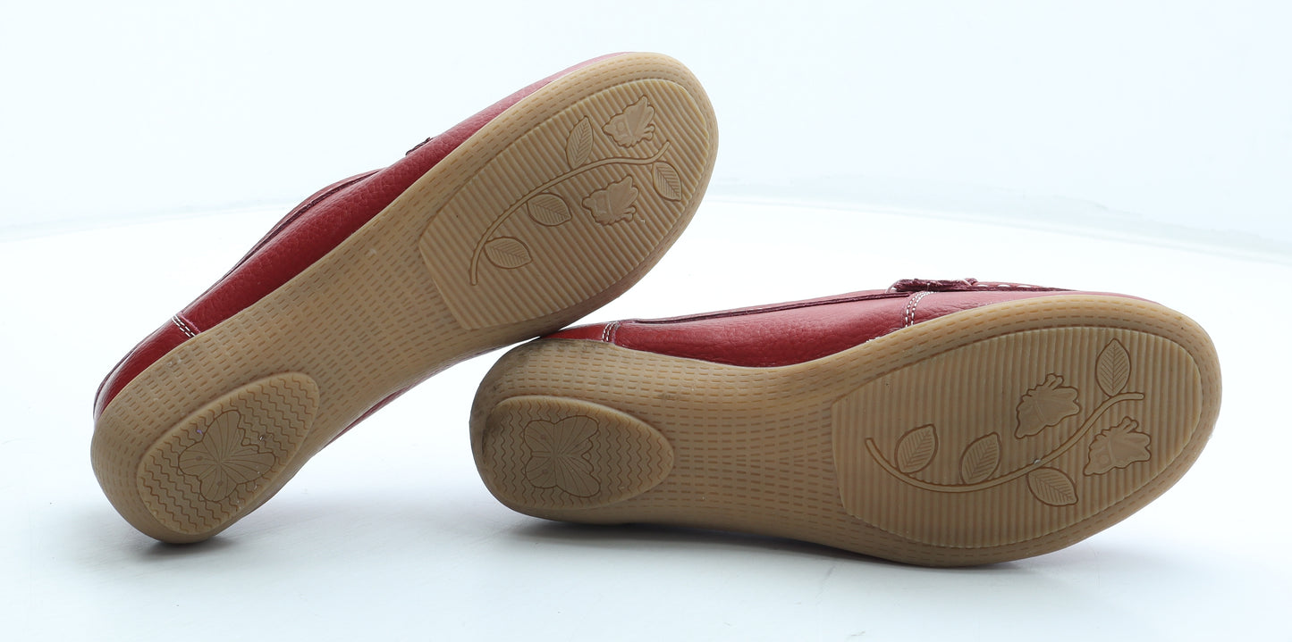 Jo&Joe Womens Red Leather Loafer Casual UK