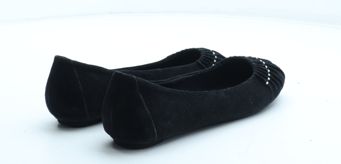 La Redoute Womens Black Leather Flat UK