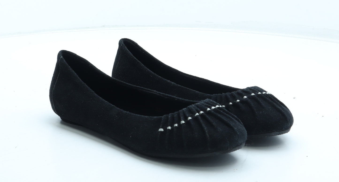 La Redoute Womens Black Leather Flat UK