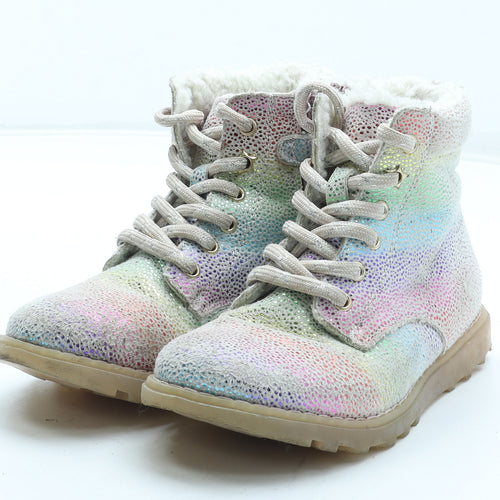 NEXT Girls Multicoloured Geometric Polyurethane Combat Boot UK 11 28
