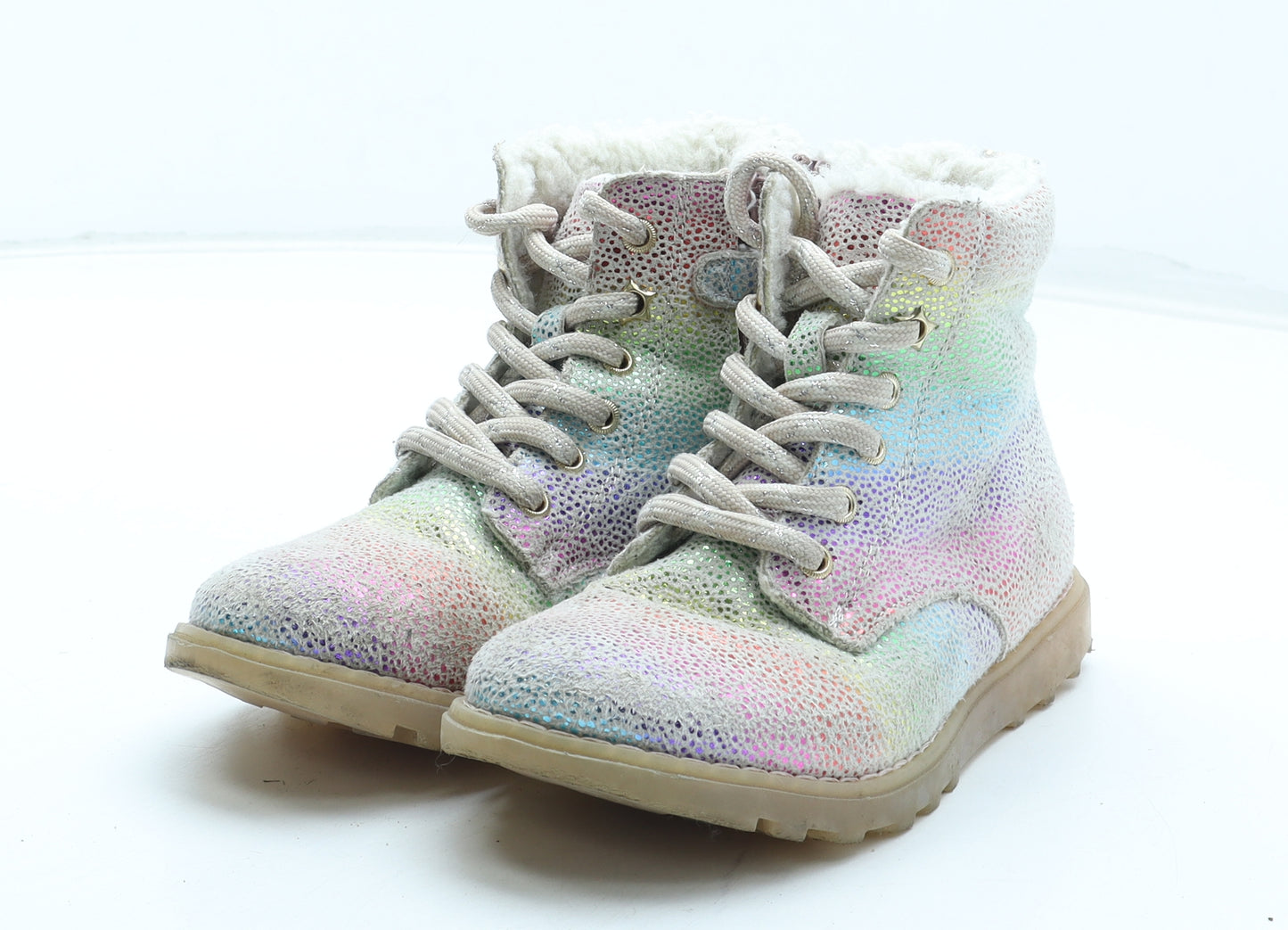 NEXT Girls Multicoloured Geometric Polyurethane Combat Boot UK 11 28