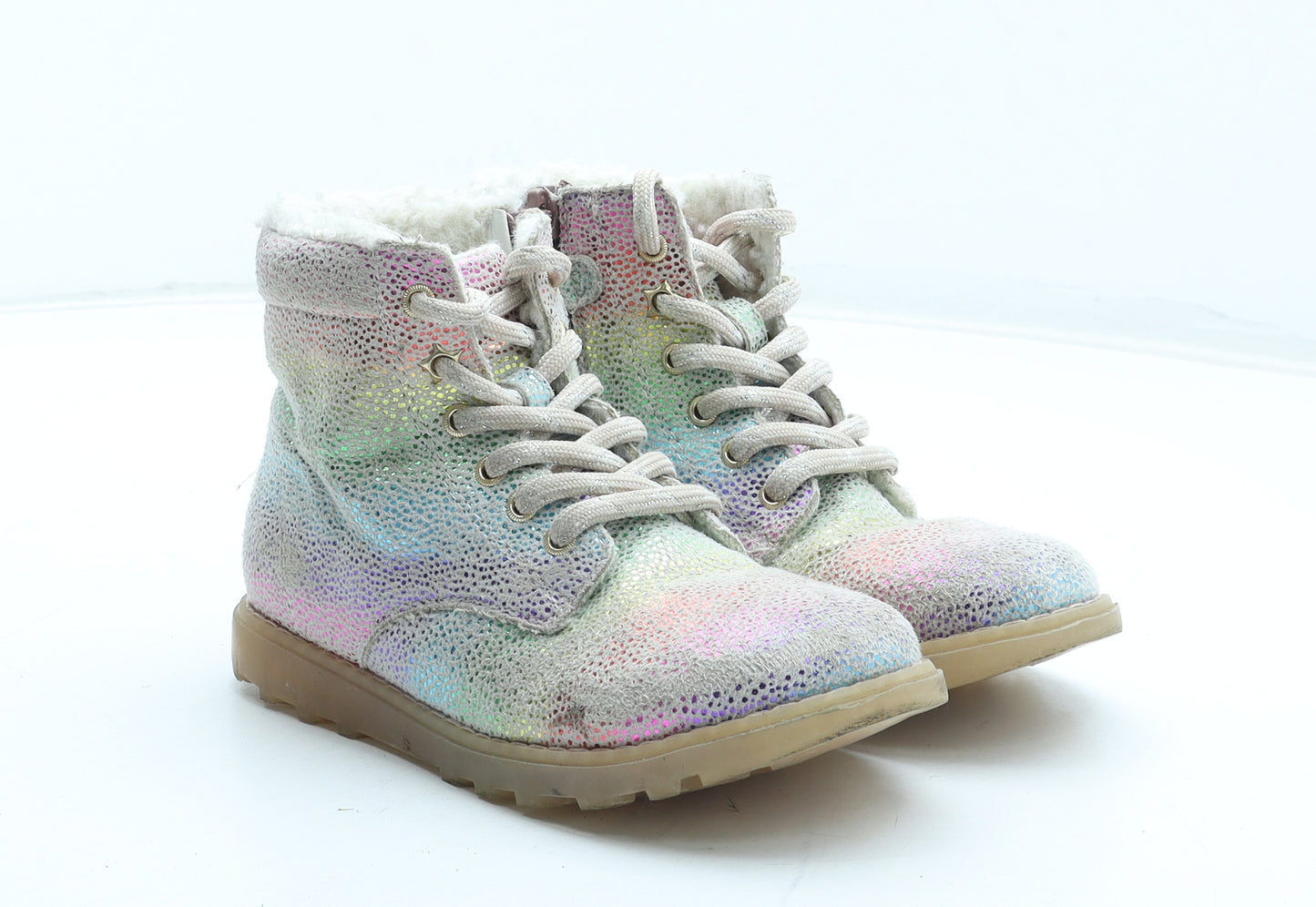 NEXT Girls Multicoloured Geometric Polyurethane Combat Boot UK 11 28