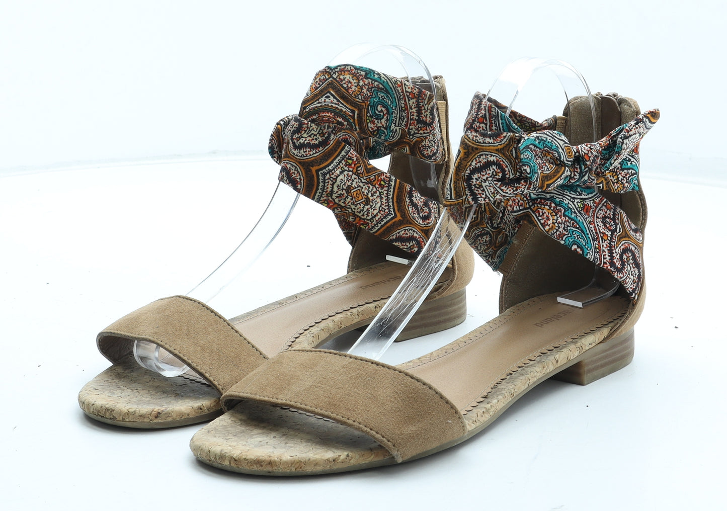 Graceland Womens Multicoloured Geometric Polyester Strappy Sandal UK