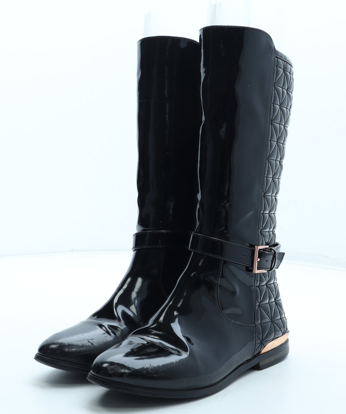 B Girls Black Polyurethane Bootie Boot UK 2 35