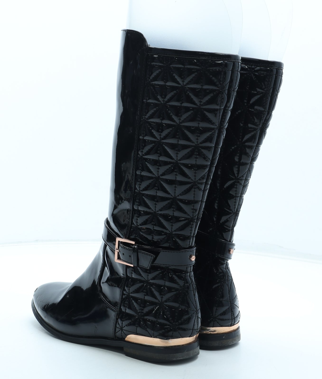 B Girls Black Polyurethane Bootie Boot UK 2 35