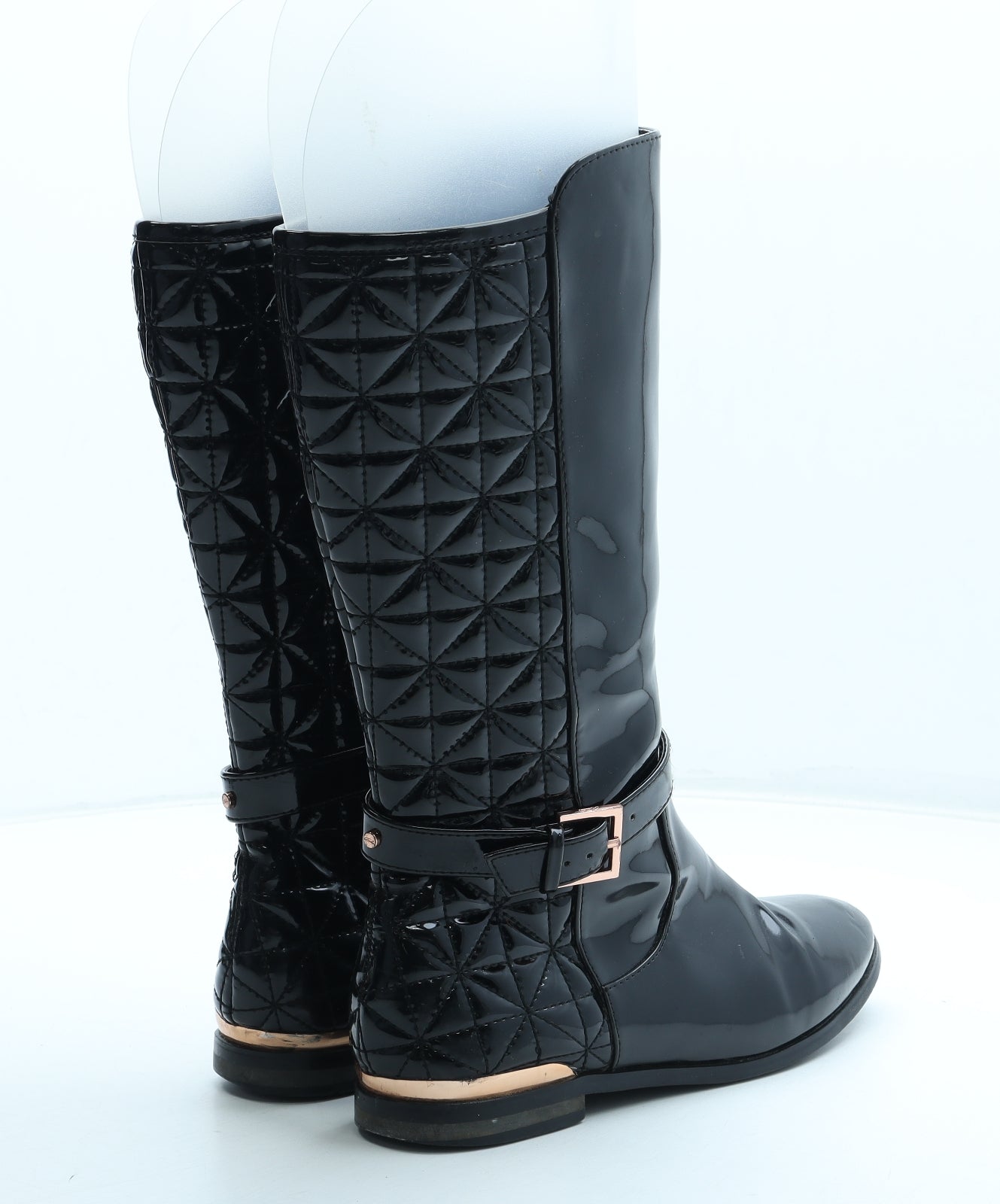 B Girls Black Polyurethane Bootie Boot UK 2 35