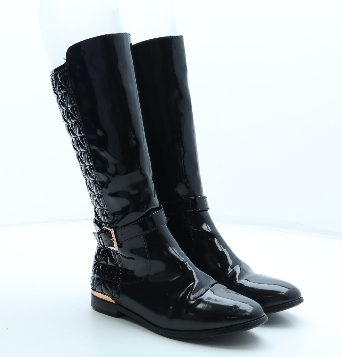 B Girls Black Polyurethane Bootie Boot UK 2 35