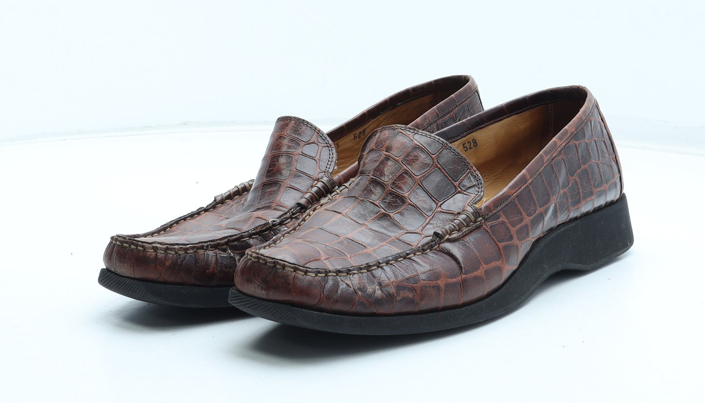 Gardenia Mens Brown Animal Print Leather Slip On Casual UK 7 41 - Croc Texture