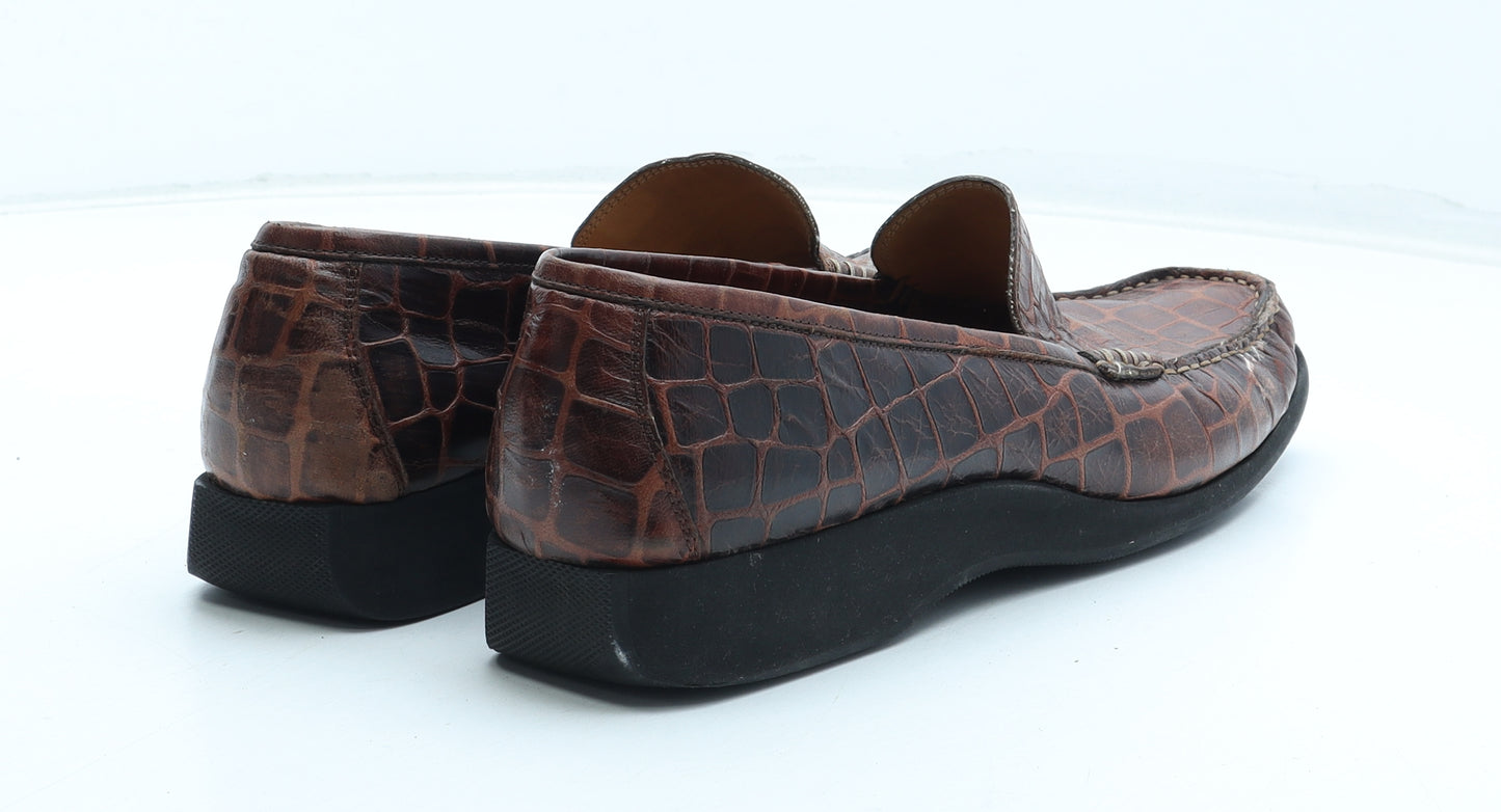 Gardenia Mens Brown Animal Print Leather Slip On Casual UK 7 41 - Croc Texture