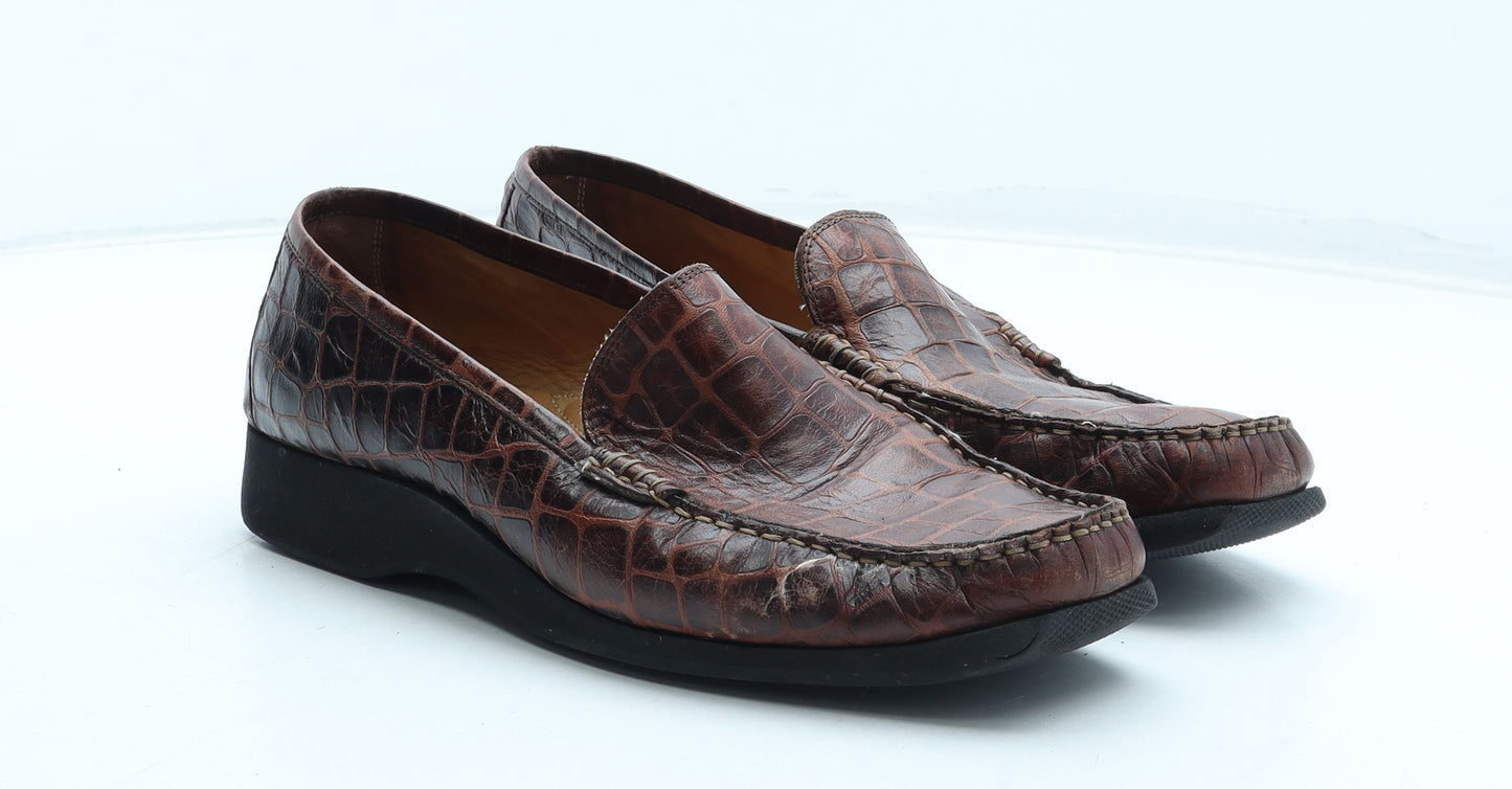 Gardenia Mens Brown Animal Print Leather Slip On Casual UK 7 41 - Croc Texture