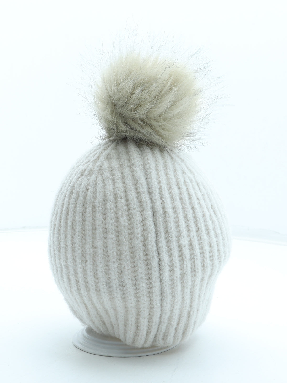 TU Womens Beige Acrylic Bobble Hat One Size