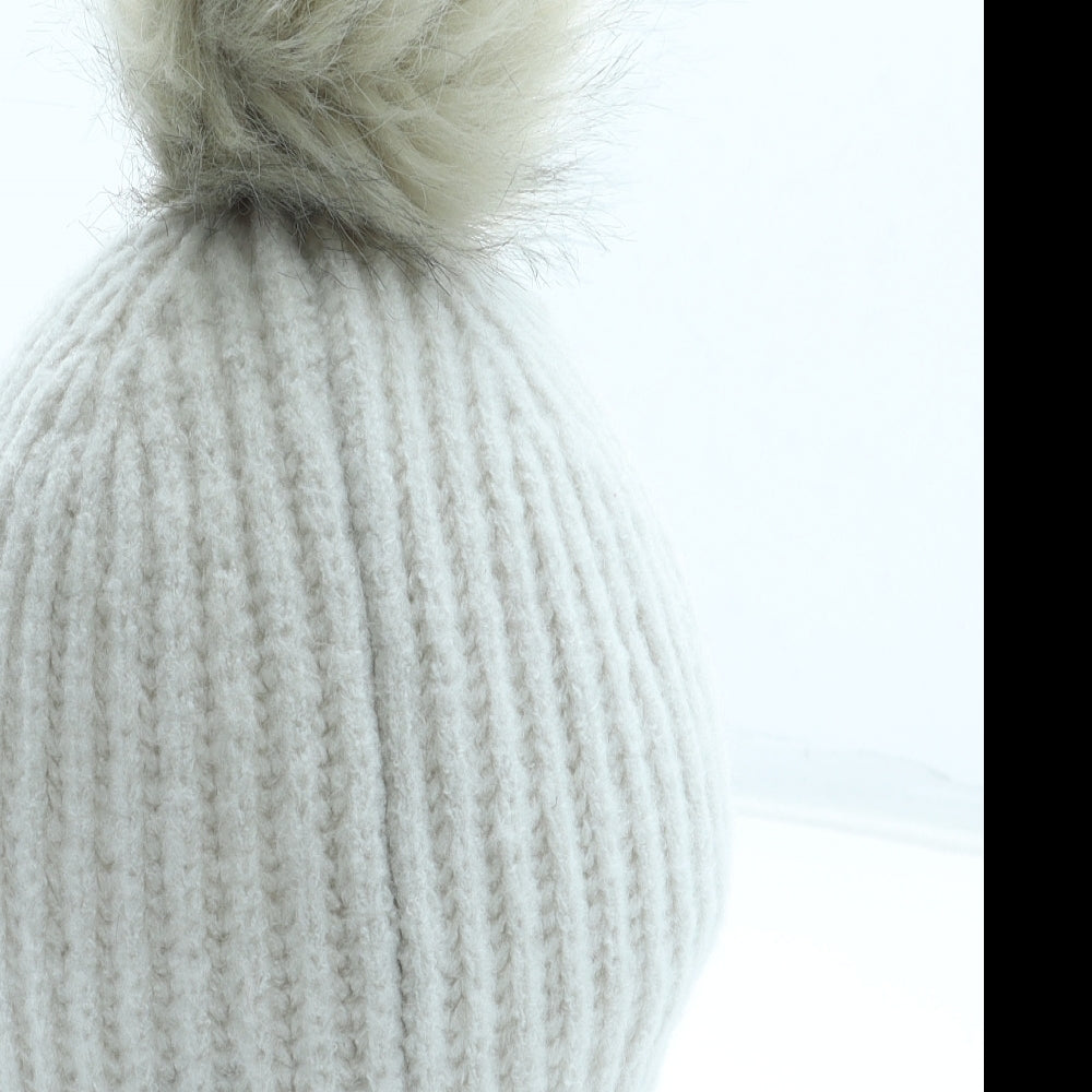 TU Womens Beige Acrylic Bobble Hat One Size