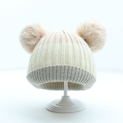 George Girls Multicoloured Colourblock Acrylic Bobble Hat One Size