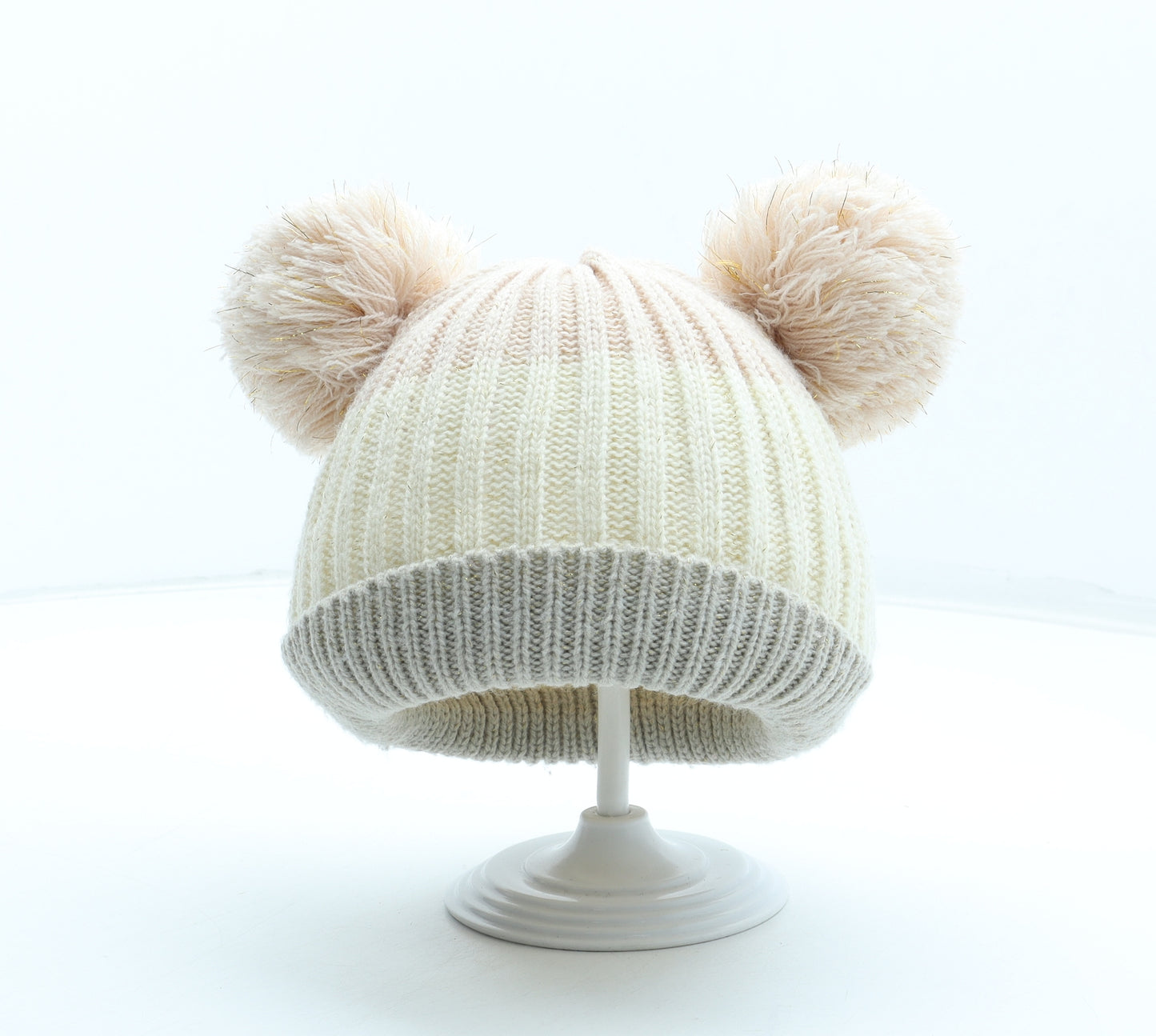 George Girls Multicoloured Colourblock Acrylic Bobble Hat One Size