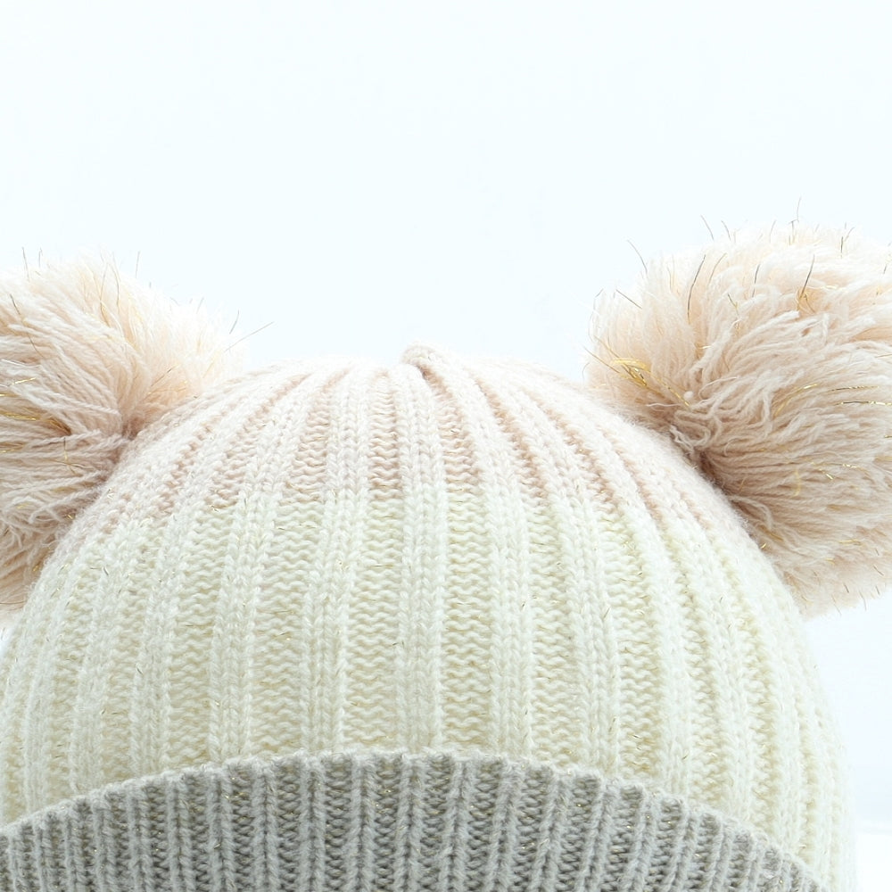 George Girls Multicoloured Colourblock Acrylic Bobble Hat One Size