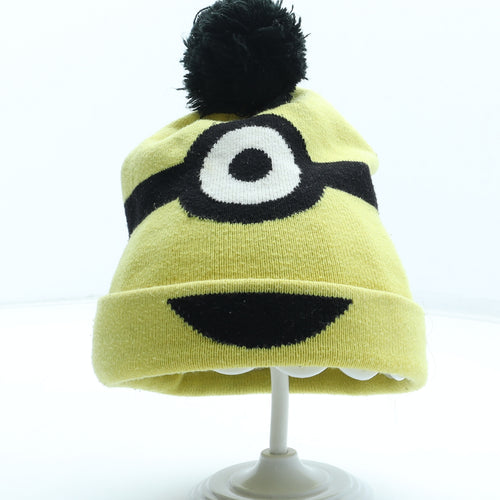 H&M Boys Yellow Acrylic Bobble Hat Size S - Minions Size 4-8 Years