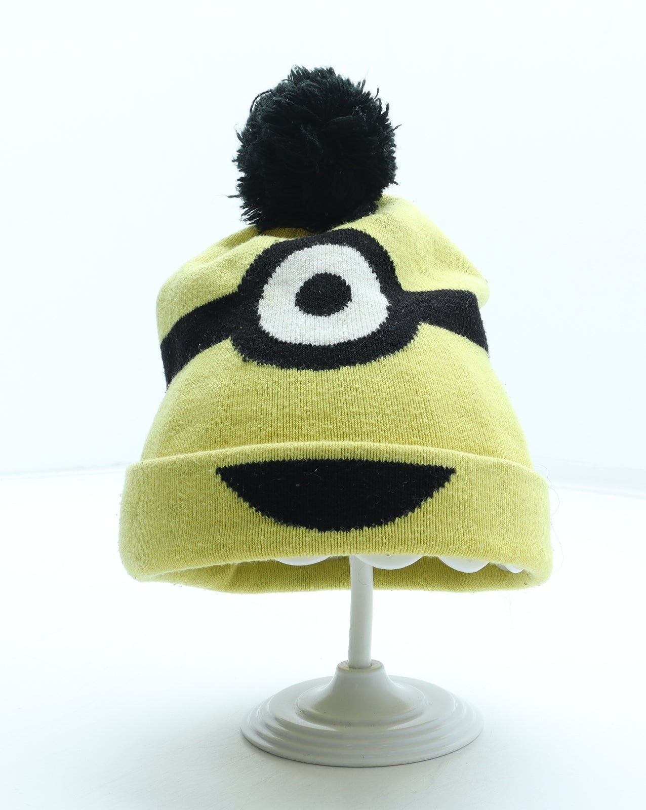 H&M Boys Yellow Acrylic Bobble Hat Size S - Minions Size 4-8 Years