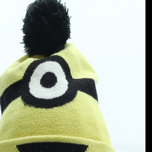 H&M Boys Yellow Acrylic Bobble Hat Size S - Minions Size 4-8 Years