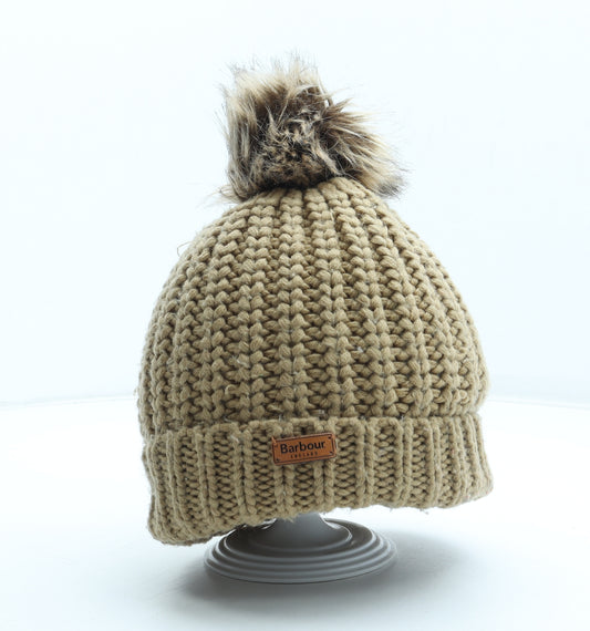 Barbour Womens Brown Acrylic Bobble Hat One Size