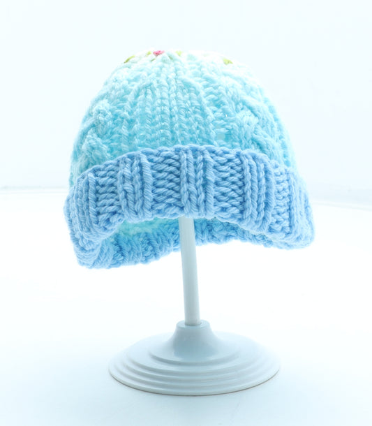 Preworn Boys Blue Colourblock Acrylic Beanie Size XS