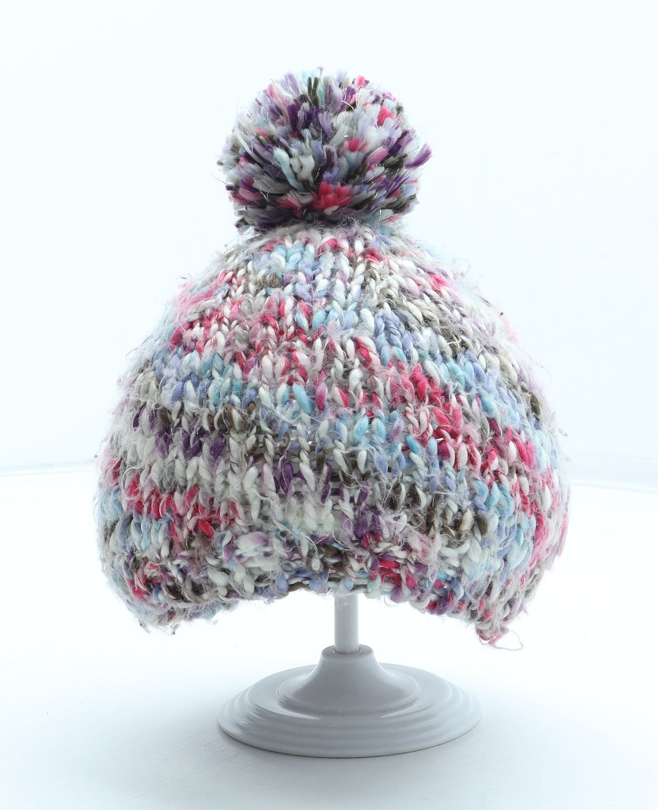 Preworn Womens Multicoloured Acrylic Bobble Hat One Size