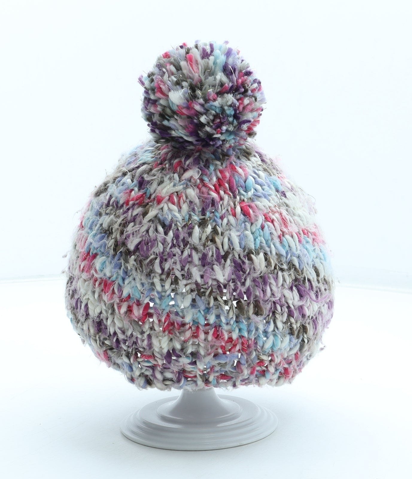 Preworn Womens Multicoloured Acrylic Bobble Hat One Size